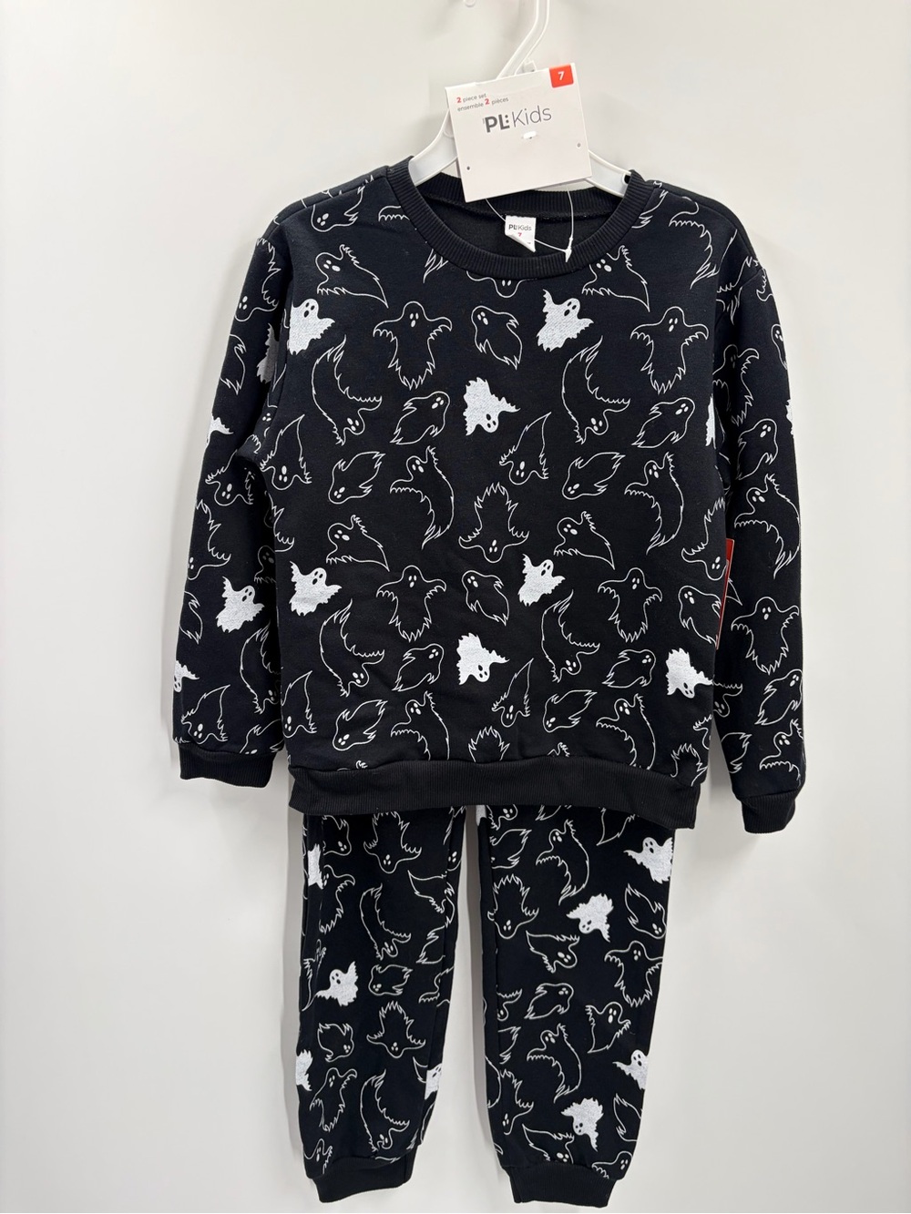 NWT PL Kids Black Ghost Pajama Set Halloween Spooky‎ 2-Piece